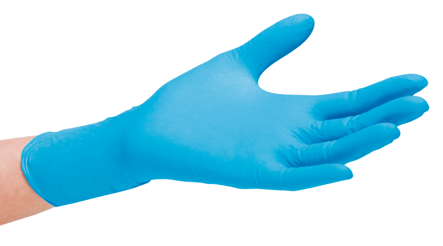 guantes azules de nitrilo