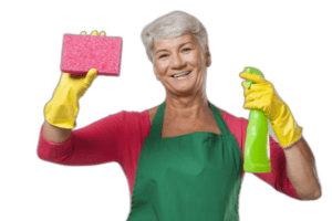 señora de limpieza de mediana edad limpiadora